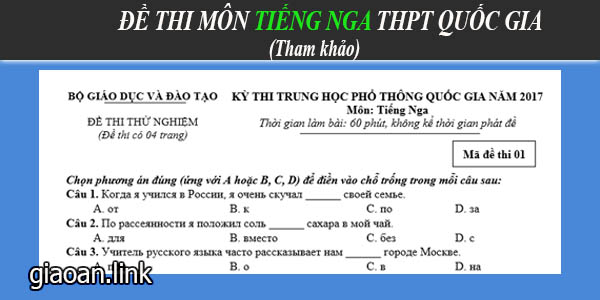 Đề môn tiếng nga thi thpt quốc gia