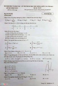 Đề và lời giải môn toán thpt quốc gia 2017 - mã đề 122