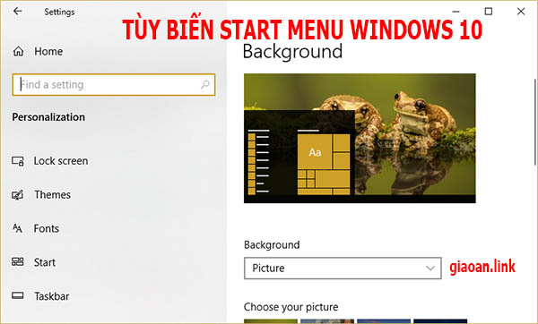 tùy chỉnh start menu trong windows 10