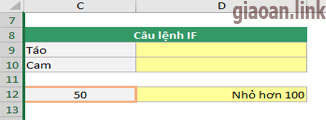 câu lệnh if trong excel