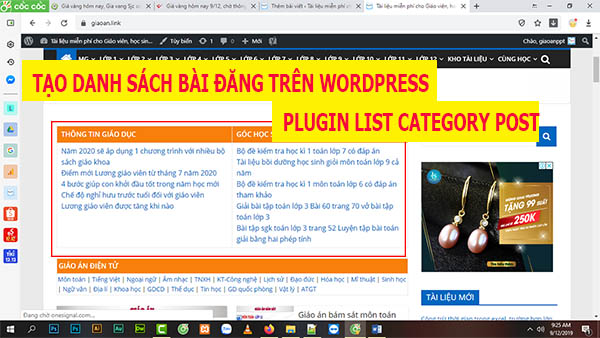 sử dụng plugin list category post tạo danh sách bài đăng trên wordpress