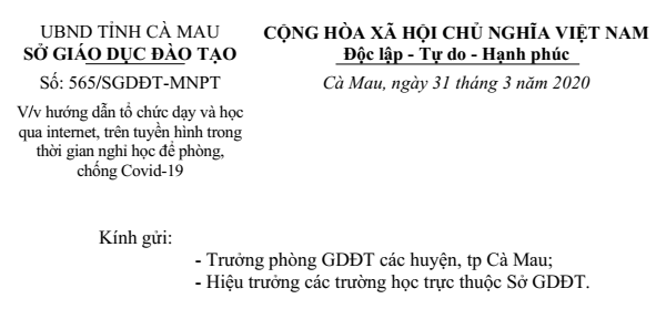 Ca mau huong dan học online