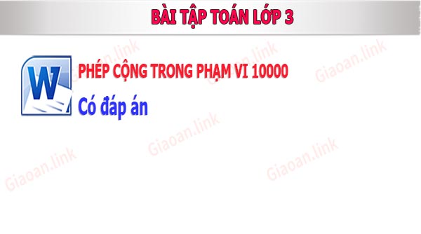 Toán lớp 3 phép cộng trong phạm vi 10000