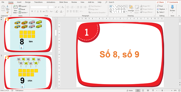 ppt toán lớp 1 số 8 số 9