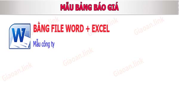 Mẫu bảng báo giá