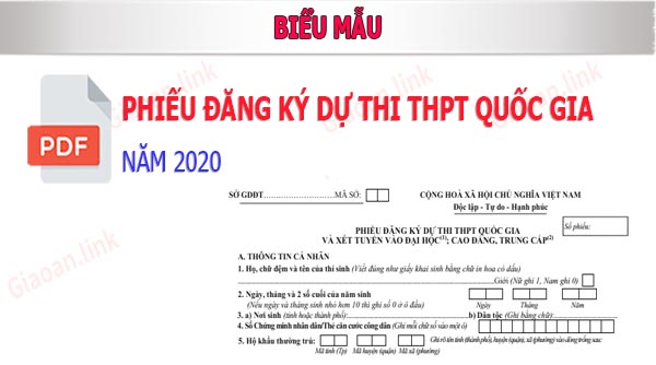 Phiếu đăng ký thi thpt quoc gia 2020