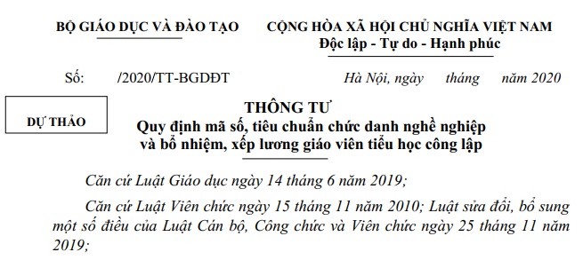 Quy định mã số tiêu chuẩn chức danh nghề nghiệp và bổ nhiệm xếp lương giáo viên tiểu học công lập