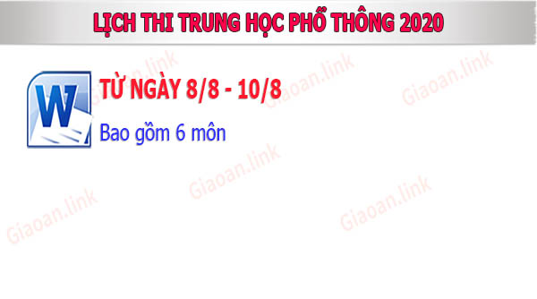 lịch thi thpt quốc gia 2020