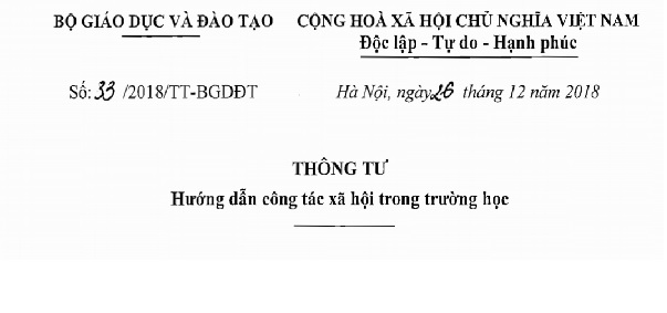 thong tu 33-2018 hương dan cong tã xa hoi trong truong hoc