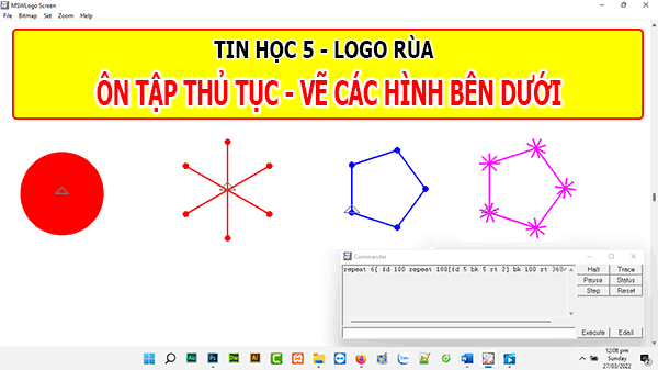 Tin học 5, Logo rùa, Ôn tập viết thủ tục, vẽ hình tròn và các hình ...