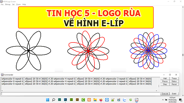 Em hãy viết câu lệnh lặp lồng nhau để chú Rùa trong phần mềm Logo vẽ được  hình sau 6 hình lục giác lồng nhau Mỗi hình cạnh 100 bước đi của