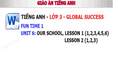 Giáo án Tiếng anh 3 Global success Fun time 1, Unit 6 Our school Lesson 1, Lesson 2 – Tuần 10