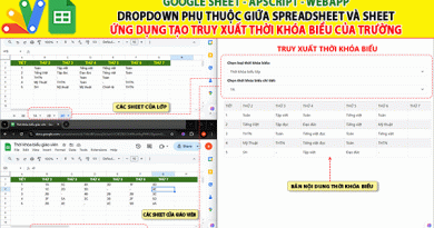 Google sheet webapp | Dropdown phụ thuộc – Truy xuất Spreadsheet và các Sheet phụ thuộc từ Folder