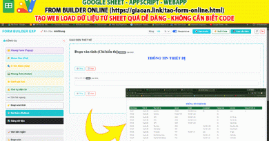 Tạo form online Hướng dẫn sử dụng Công cụ Load bảng dữ liệu